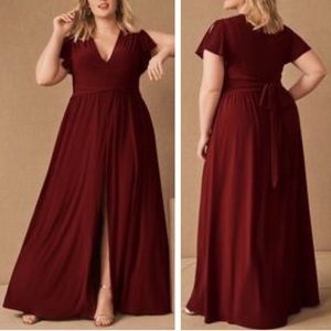 NEW Anthropologie BHLDN Mendoza Maxi Dress Floor Length Gown in Burgundy Maroon